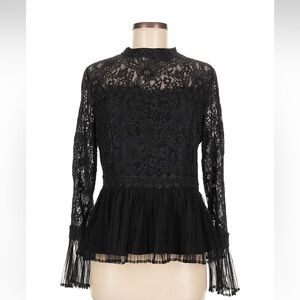 VERSONA• black lace peplum top